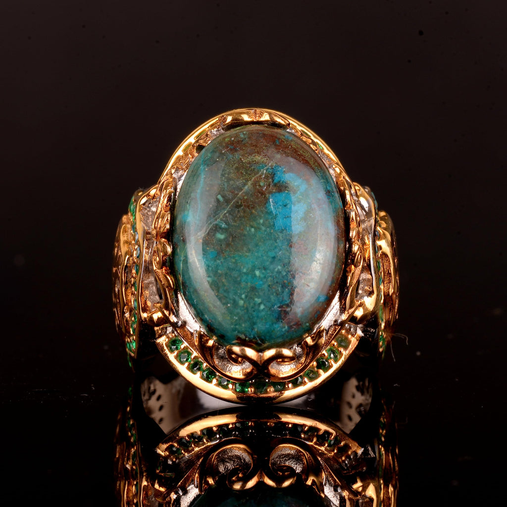 925 Sterling Silver Ring, Natural Chrysocolla Stone Ring, Handmade Ring — 6