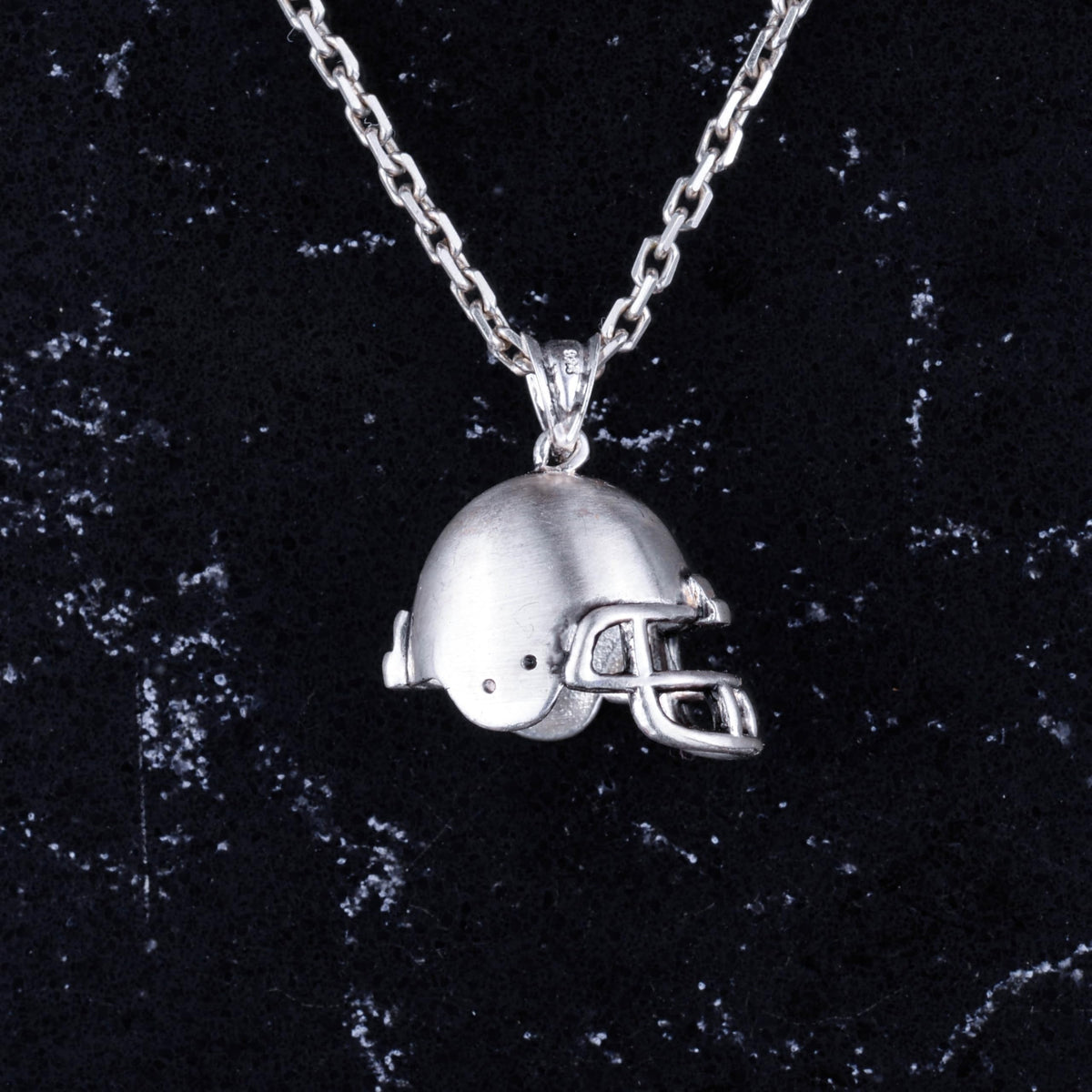 925 Sterling Silver Football Helmet Necklace - Handmade Sports Jewelry - Gift for Football Fans — 3