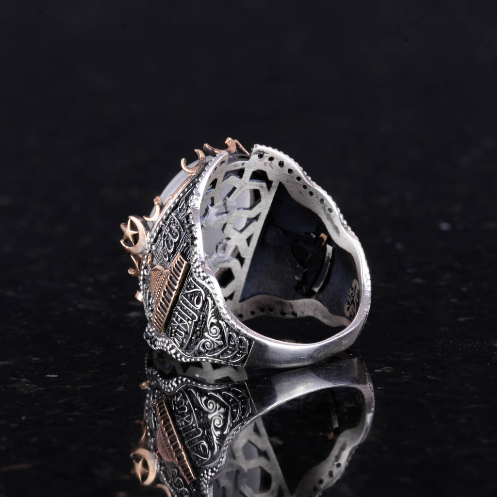 White Cat's Eye Stone Silver Ring — 6