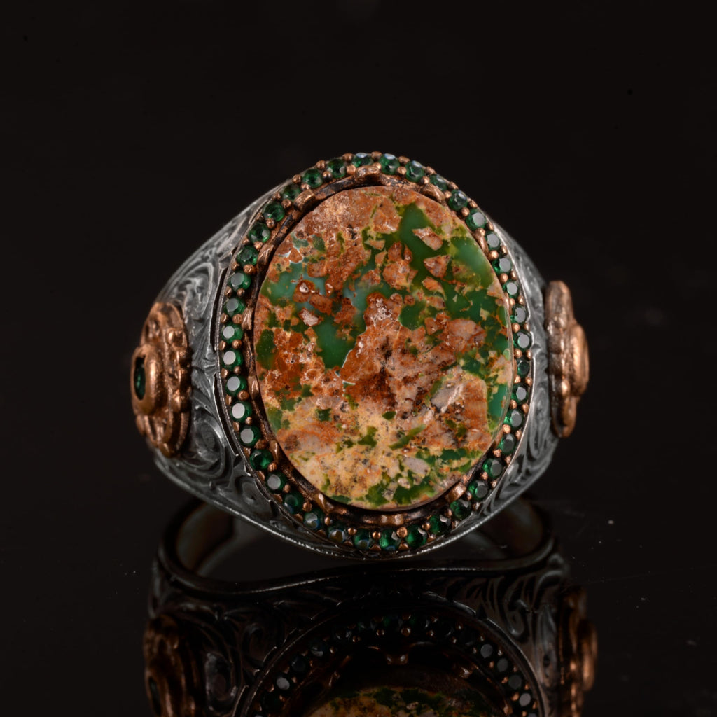 Handcrafted Natural Arizona Turquoise Stone Ring, 925 Sterling Silver, Sultan Ring (Model-2) — 2