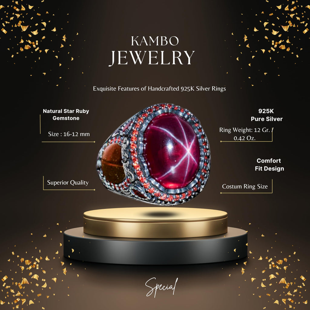 Natural Star Ruby Stone Ring, 925 Sterling Silver Ring, Handmade Ring — 2