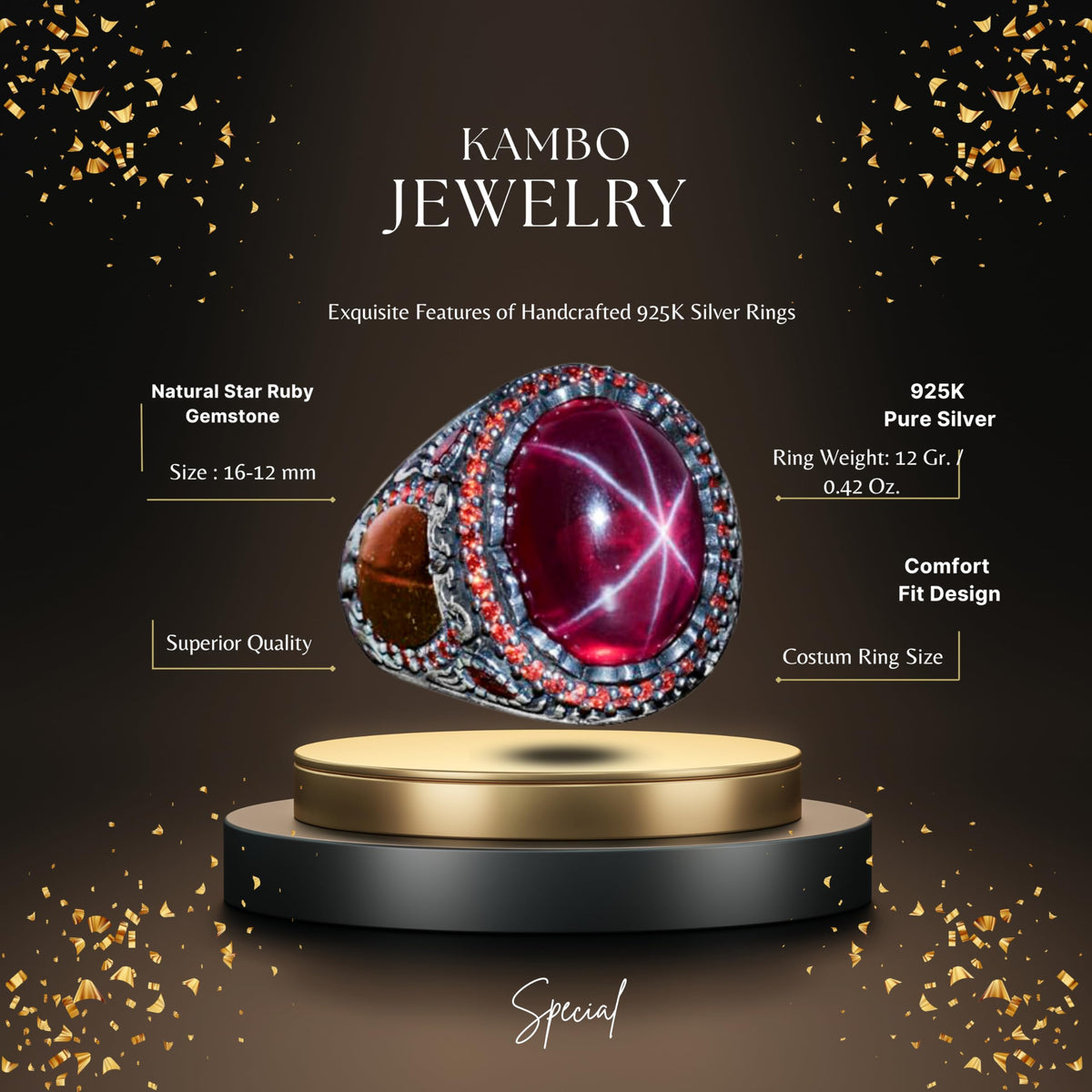 Natural Star Ruby Stone Ring, 925 Sterling Silver Ring, Handmade Ring — 2