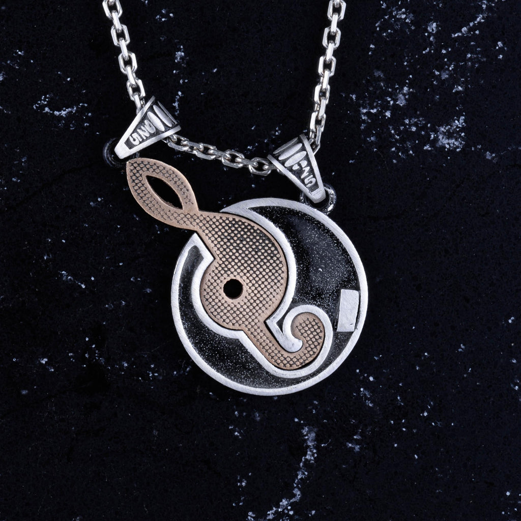 KAMBO 925 Sterling Silver Note Necklace with I Love You Engraving, Music Lovers Treble Clef Symbol Jewelry — 4