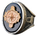 925 Sterling Silver Men's Ring with Compass Symbol