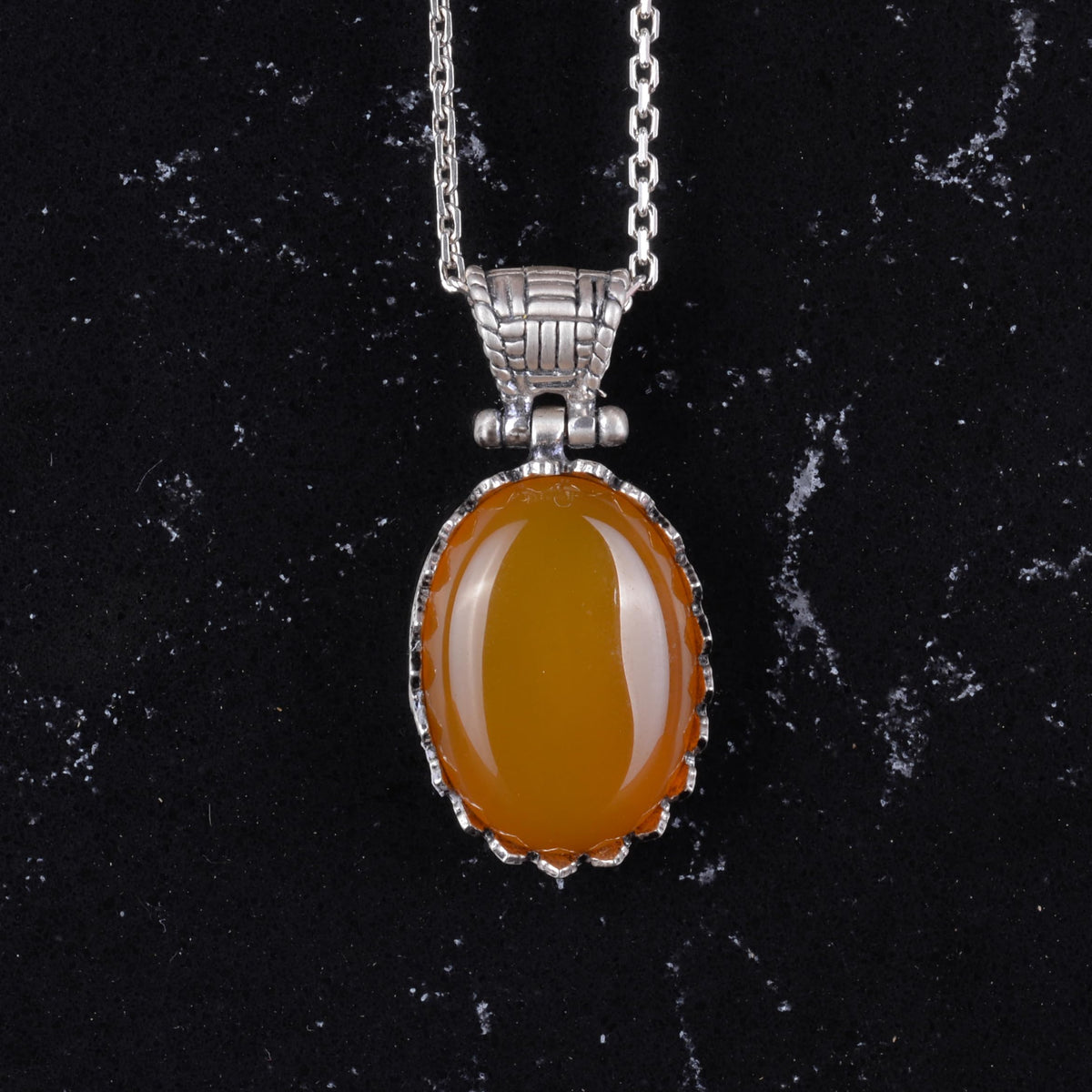 Natural Yellow Agate Necklace - 925 Sterling Silver Necklace — 4