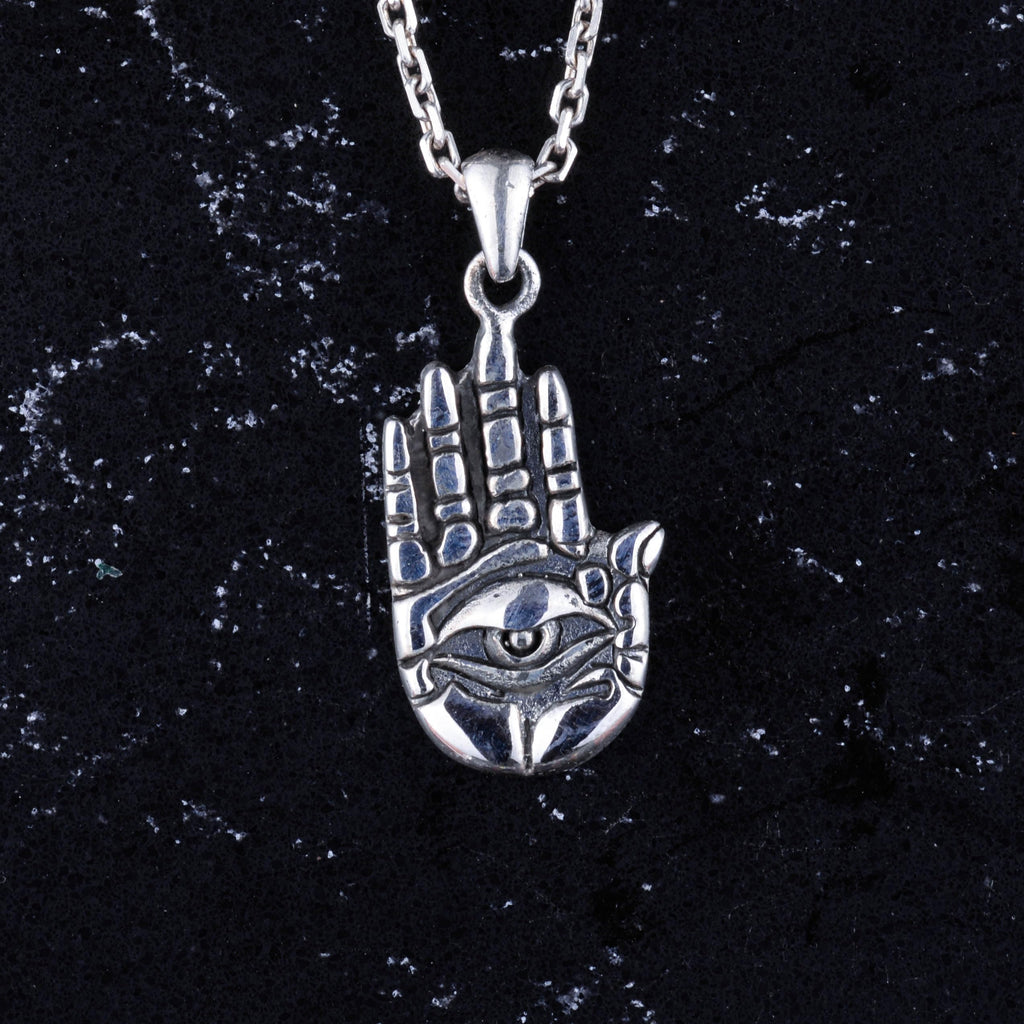 KAMBO 925 Sterling Silver Hamsa Hand Necklace, Divine Eye Symbol, Protective Amulet Necklace — 3