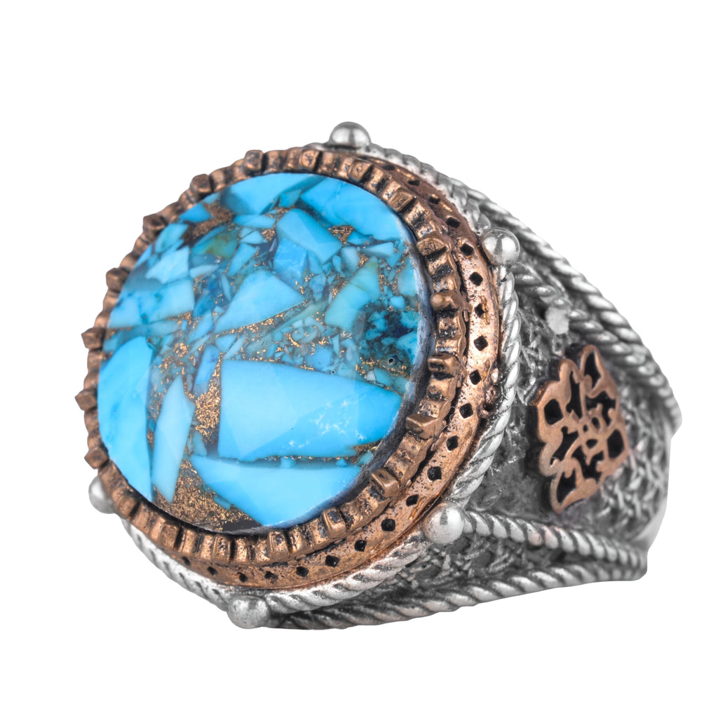 Silver Men's Ring with Natural Turquoise Stone