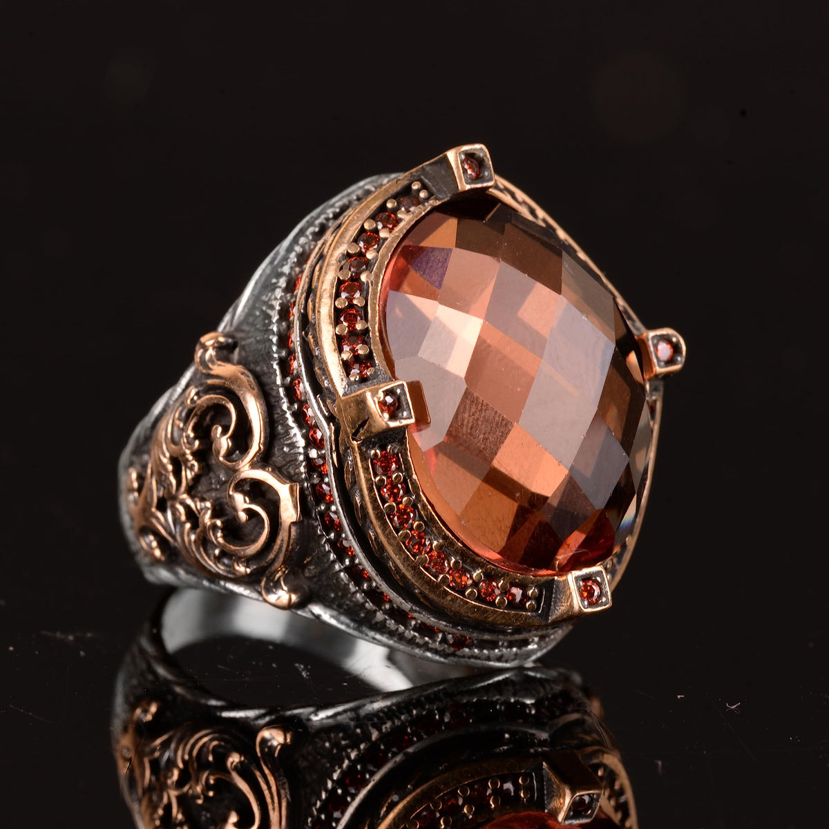 Synthetic Sultanit Stone Men's Ring, Silver Ring, Special Silver Ring, Handmade Jewelry, Men's Jewelry — 4