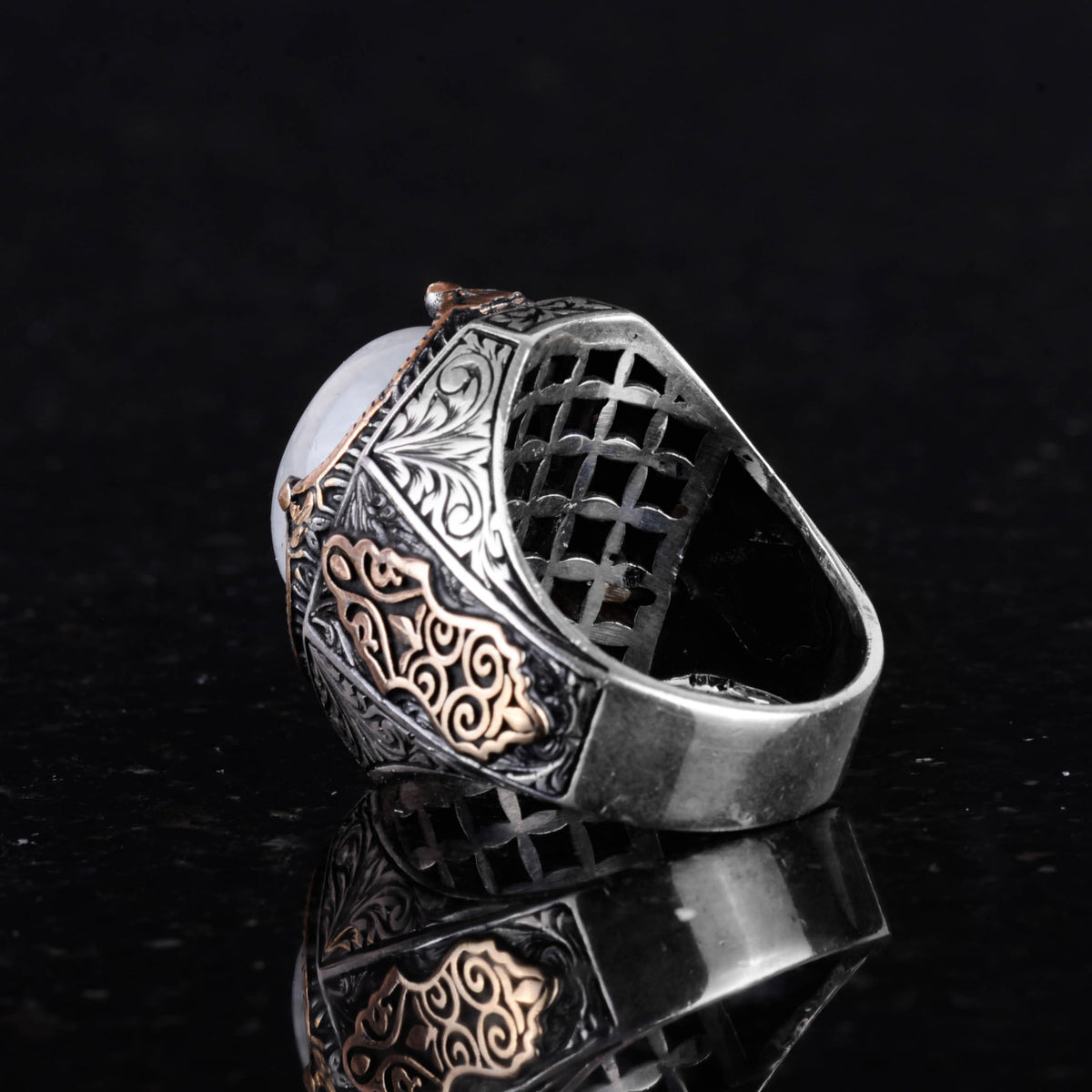 Handmade Cabochon Moonstone Ring - 925 Sterling Silver Men's Ring — 6