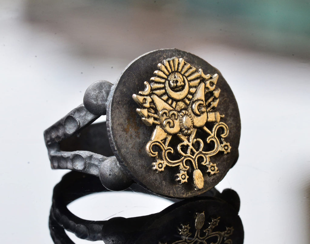 Ottoman Empire Signet Bronze Piece, Signet Ring, Men's Sterling Silver Ring