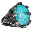 Silver Men's Ring - Arizona Turquoise Natural Stone - Hawk Claw Design (Style-3)