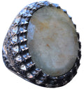 Genuine Real Natural Sapphire Gemstone Ring, 925k Sterling Silver Big Men's Ring