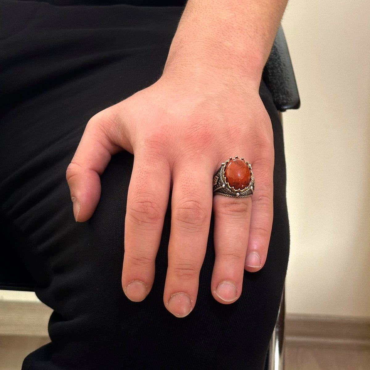 925 Sterling Silver Ring, Handmade Natural Red Bloodstone Ring — 3