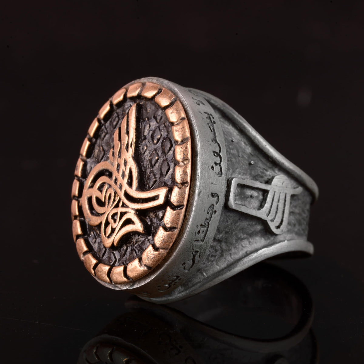 Silver Men's Ring, Ottoman Tughra Ring — 4