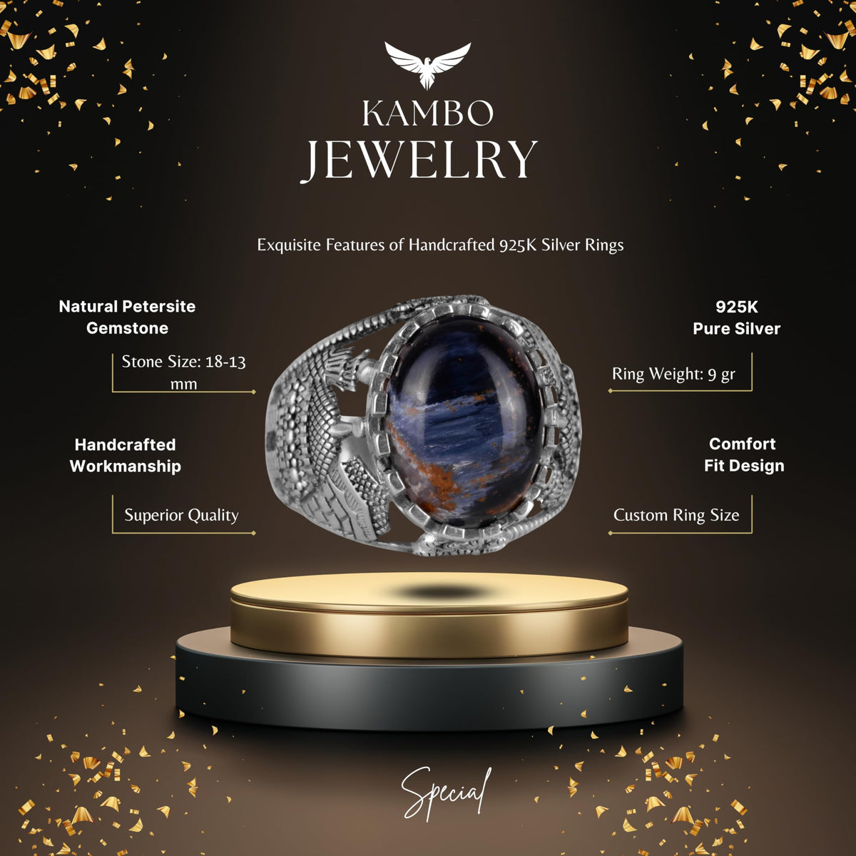 Muslim Pietersite Stone Ring — 2