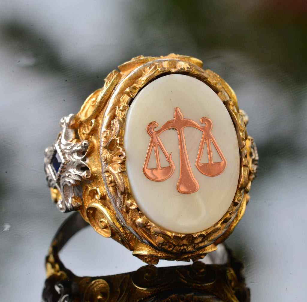 Men's Silver Ring - Pearl Stone - Ring (Libra) — 3