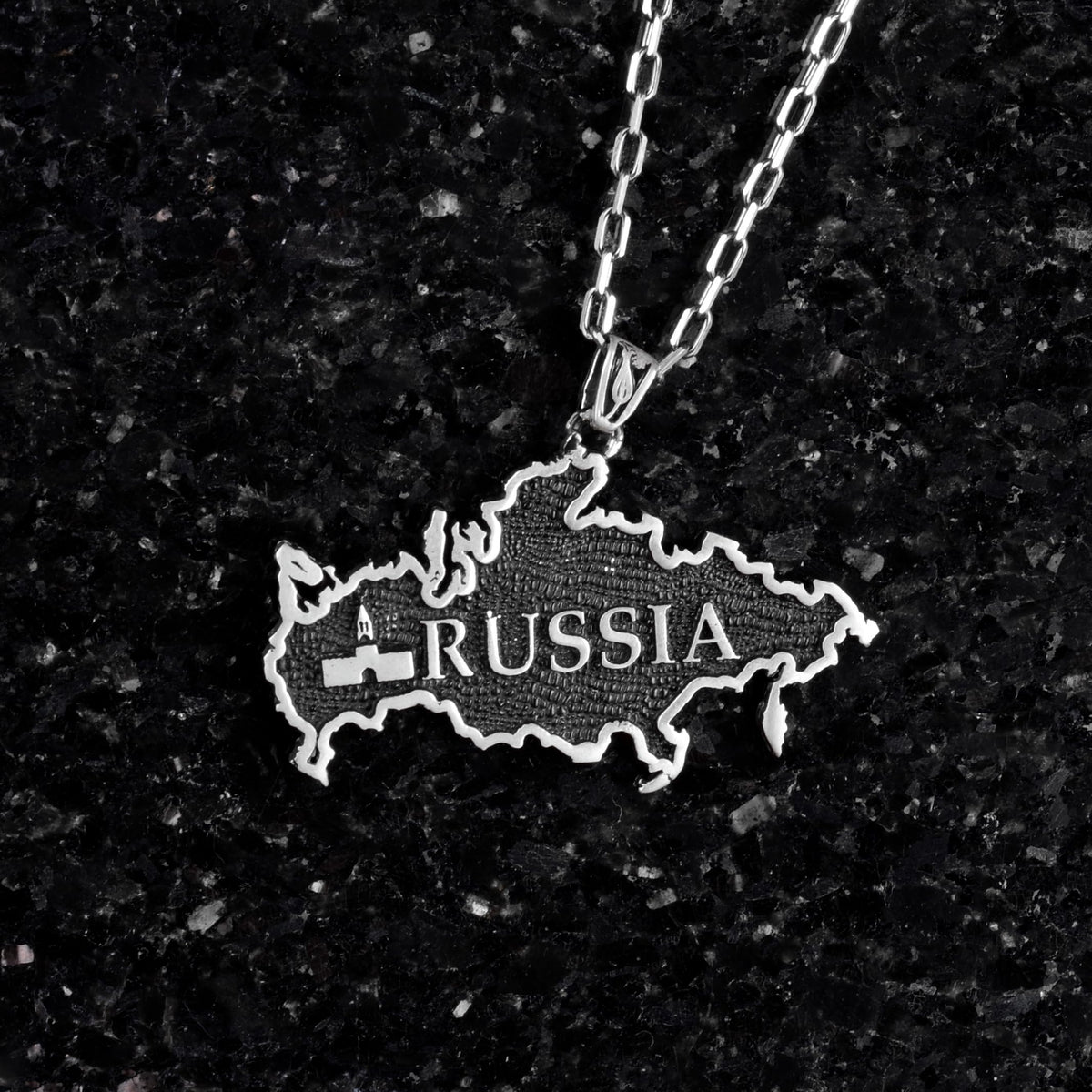 KAMBO 925 Sterling Silver Country Map Rope Chain Necklace (Russia) — 4