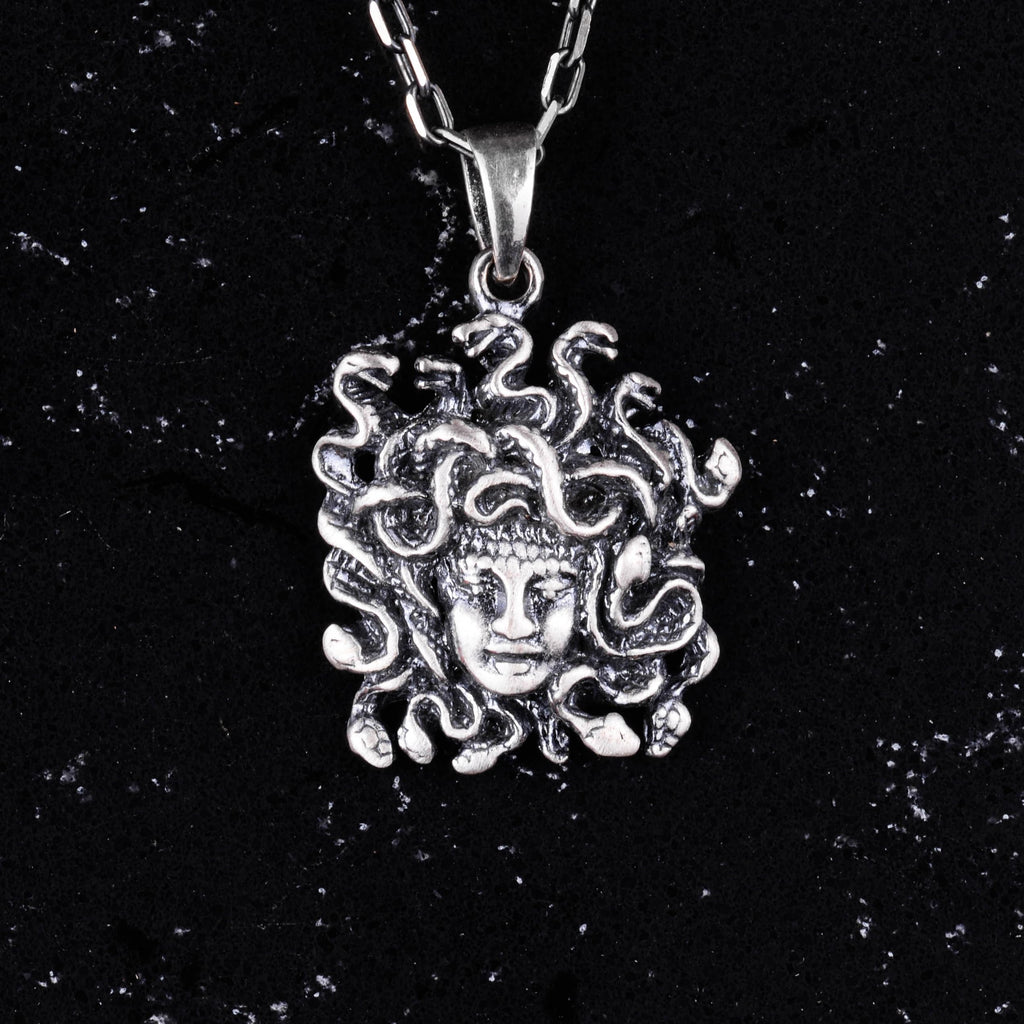 925 Sterling Silver Medusa Necklace, Mythological Gorgon Necklace, Handcrafted Silver Jewelry — 2