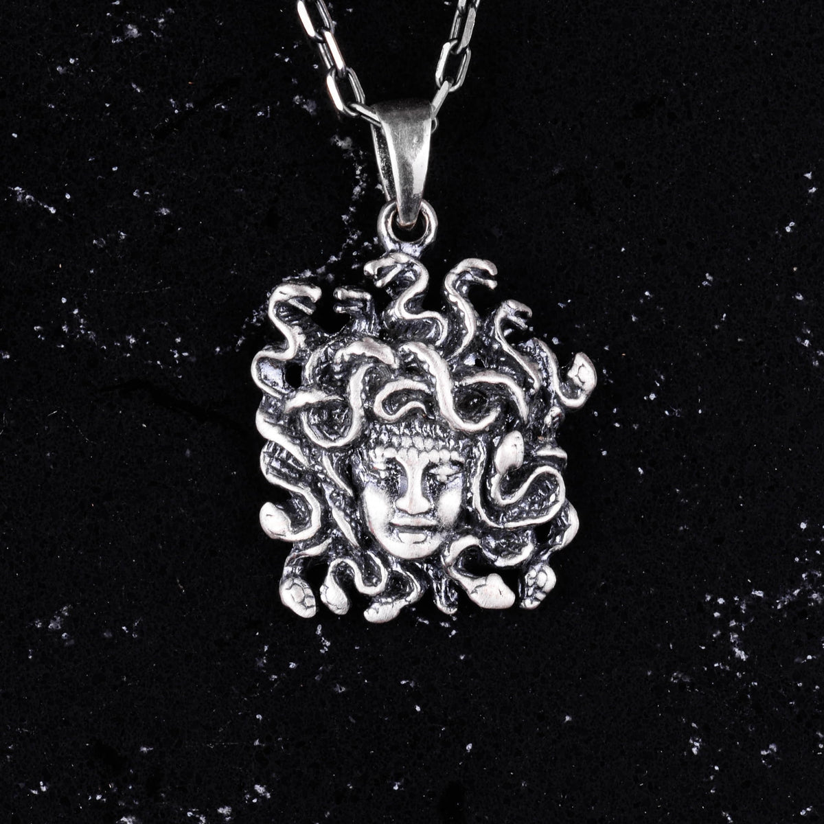 925 Sterling Silver Medusa Necklace, Mythological Gorgon Necklace, Handcrafted Silver Jewelry — 2