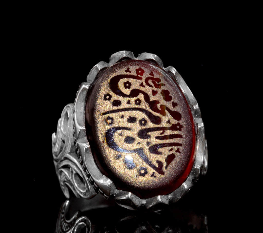 925 Sterling Silver Ring, Islamic Ring, Men's Ring, Natural Agate Stone — 2