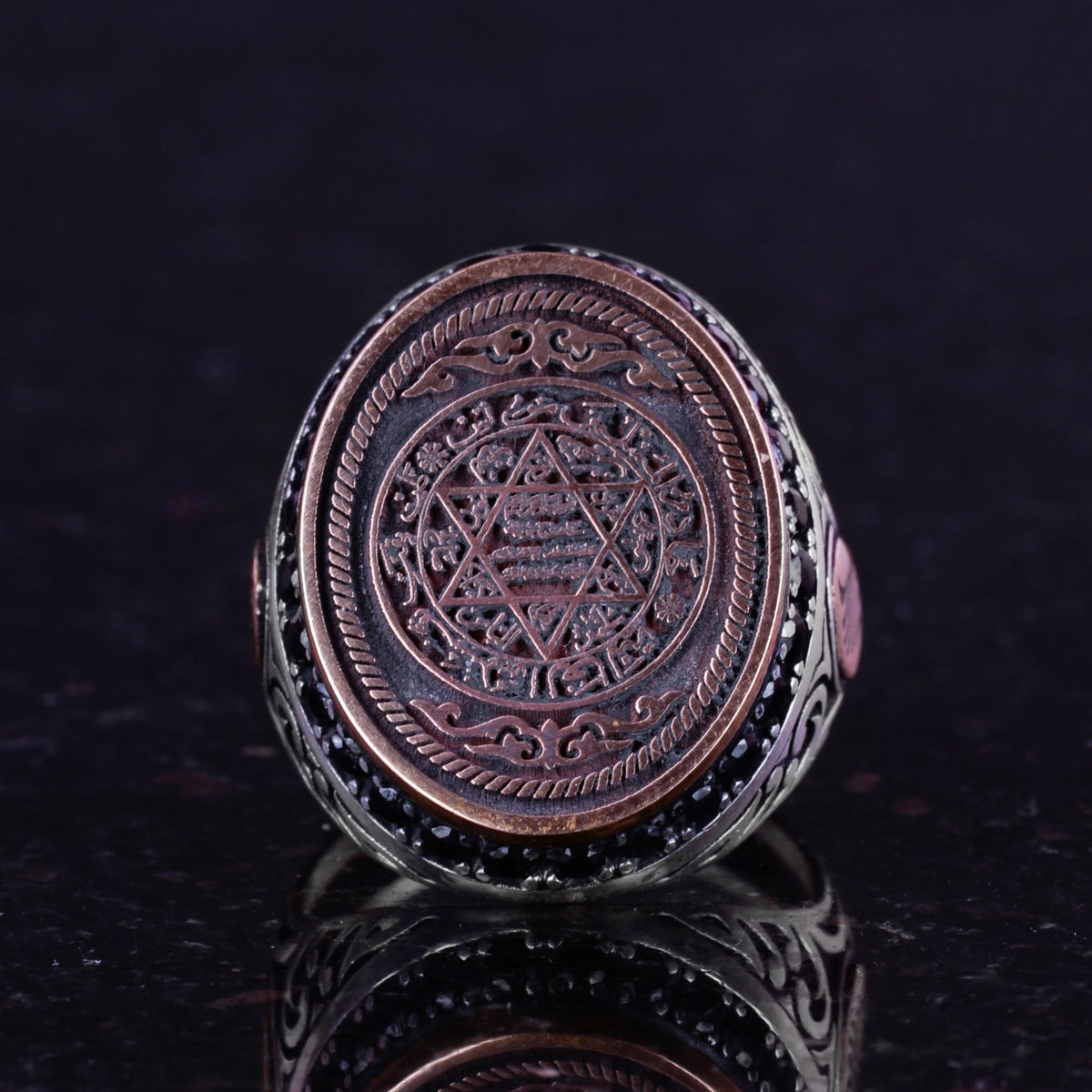 KAMBO Handmade 925 Sterling Silver Men's Ring David of Star Solomon Design Kabbalah Religious Statement Jewelry Vintage 