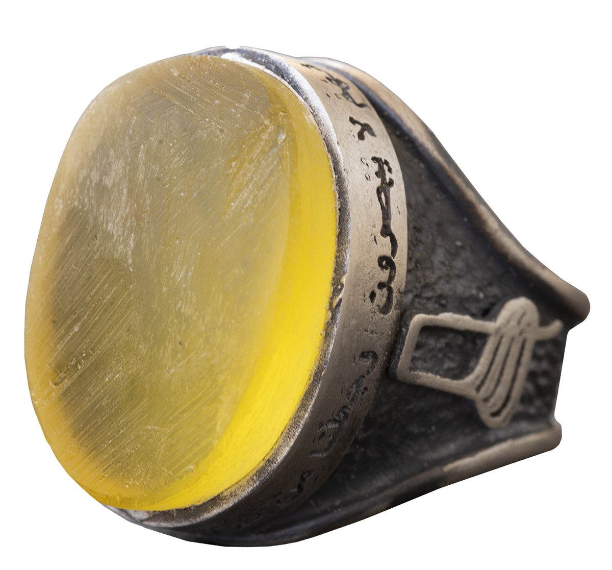 Natural Baltic Amber Stone 925 Sterling Silver Men's Ring