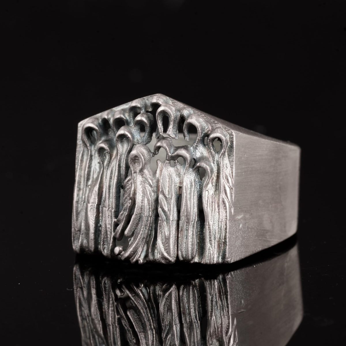 Silver Scary Ghost Handcrafted Ring — 4
