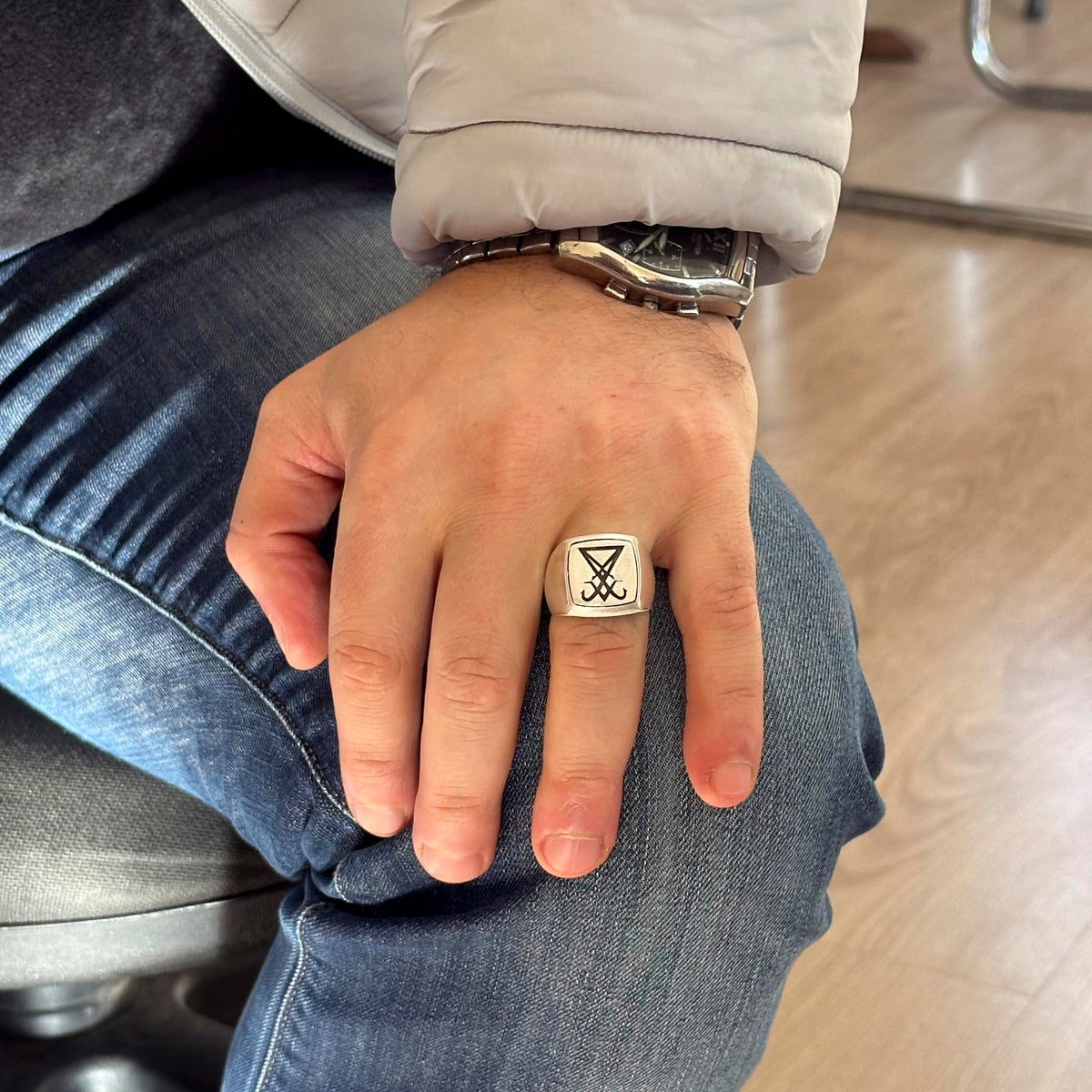 Sigil Ring, Lucifer Ring, Witchcraft, Alchemy, Demonic Men's Ring, Sacred Geometry, 925 Sterling Silver Ring — 3