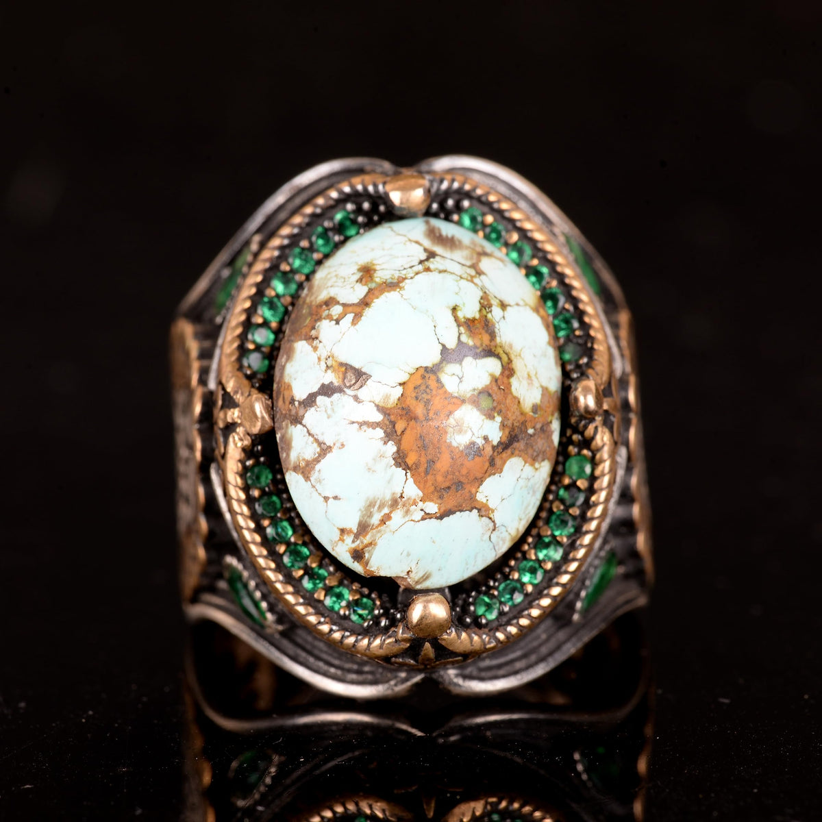 Natural Arizona Turquoise Stone Ring (Model-16) — 2