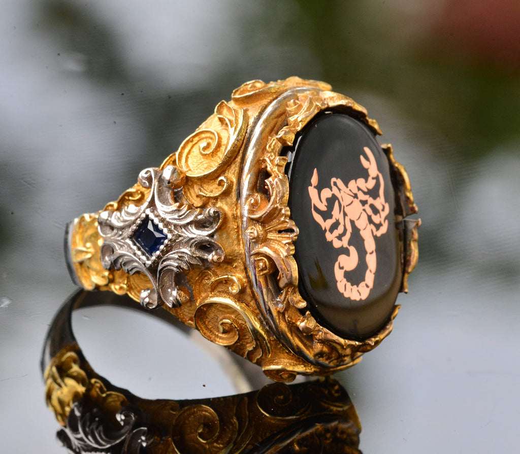 Men's Silver Ring - Gold Plated Ring - Stamped Ring (Scorpion) — 4