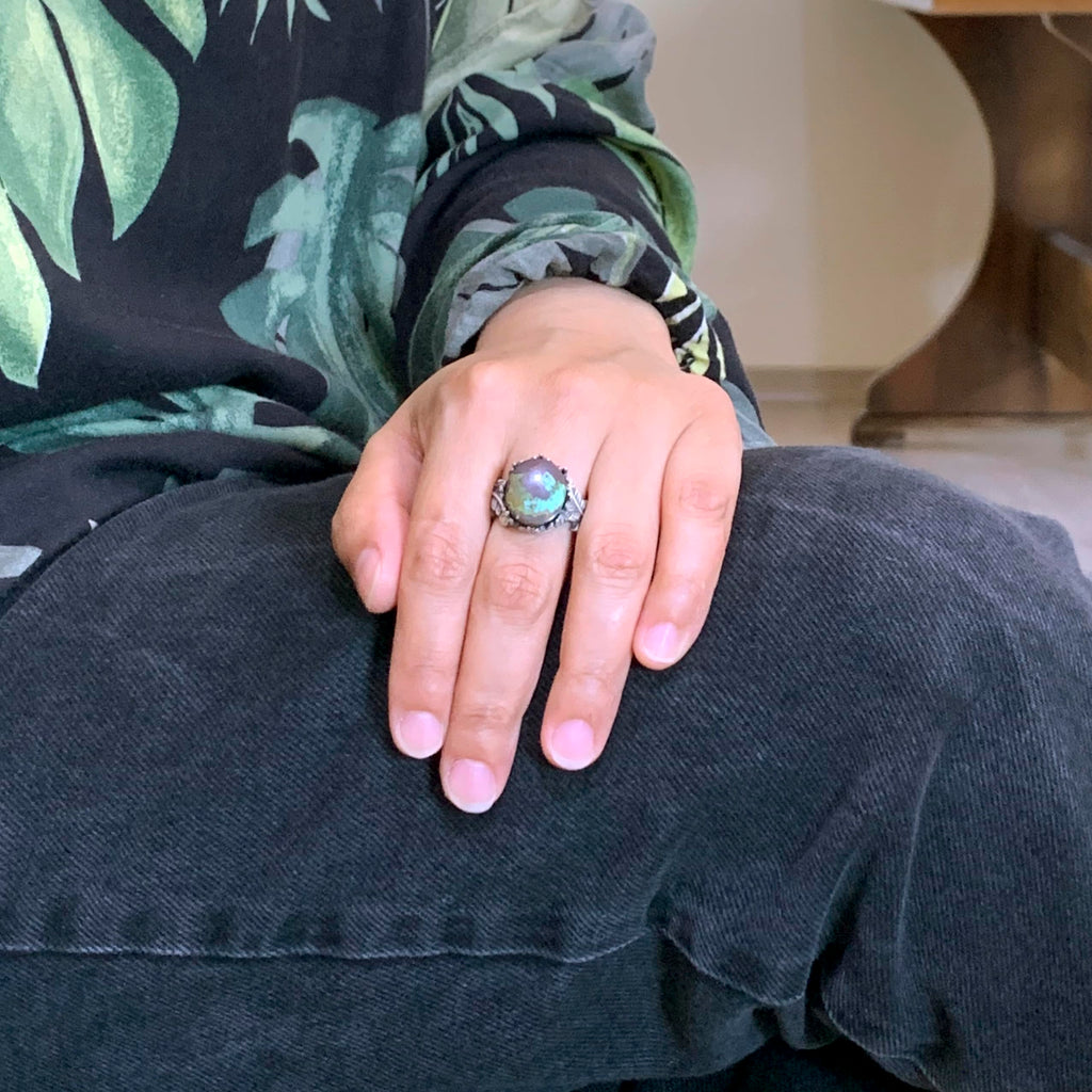 Natural Arizona Turquoise Stone Ring, 925 Sterling Silver Ring, Minimalist Handcrafted Ring (Model-7) — 3