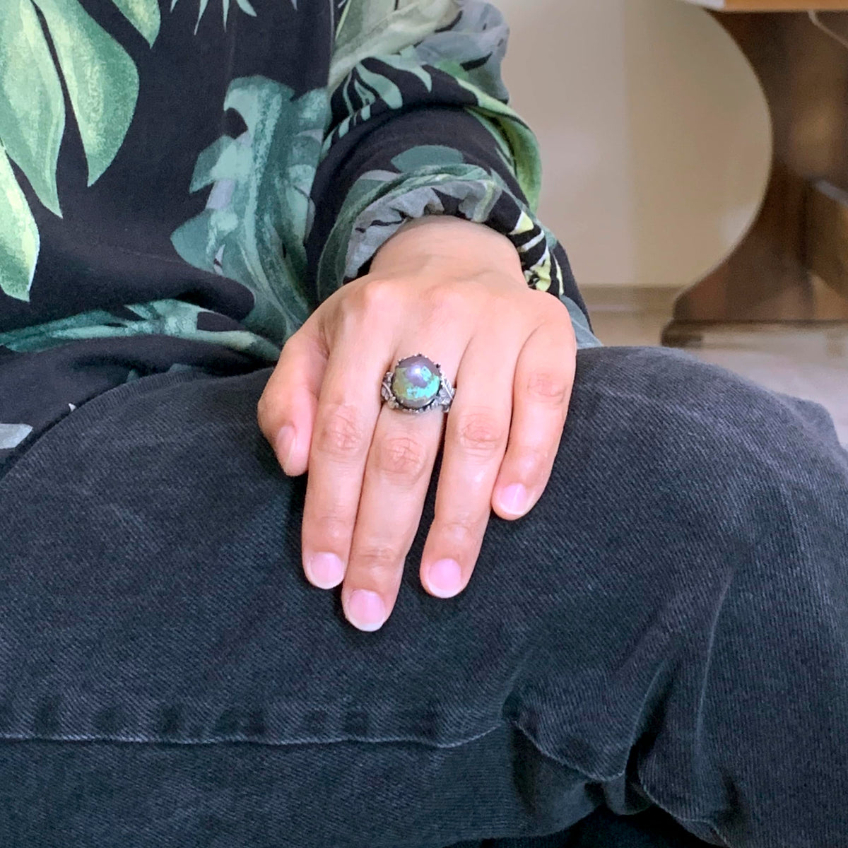 Natural Arizona Turquoise Stone Ring, 925 Sterling Silver Ring, Minimalist Handcrafted Ring (Model-7) — 3