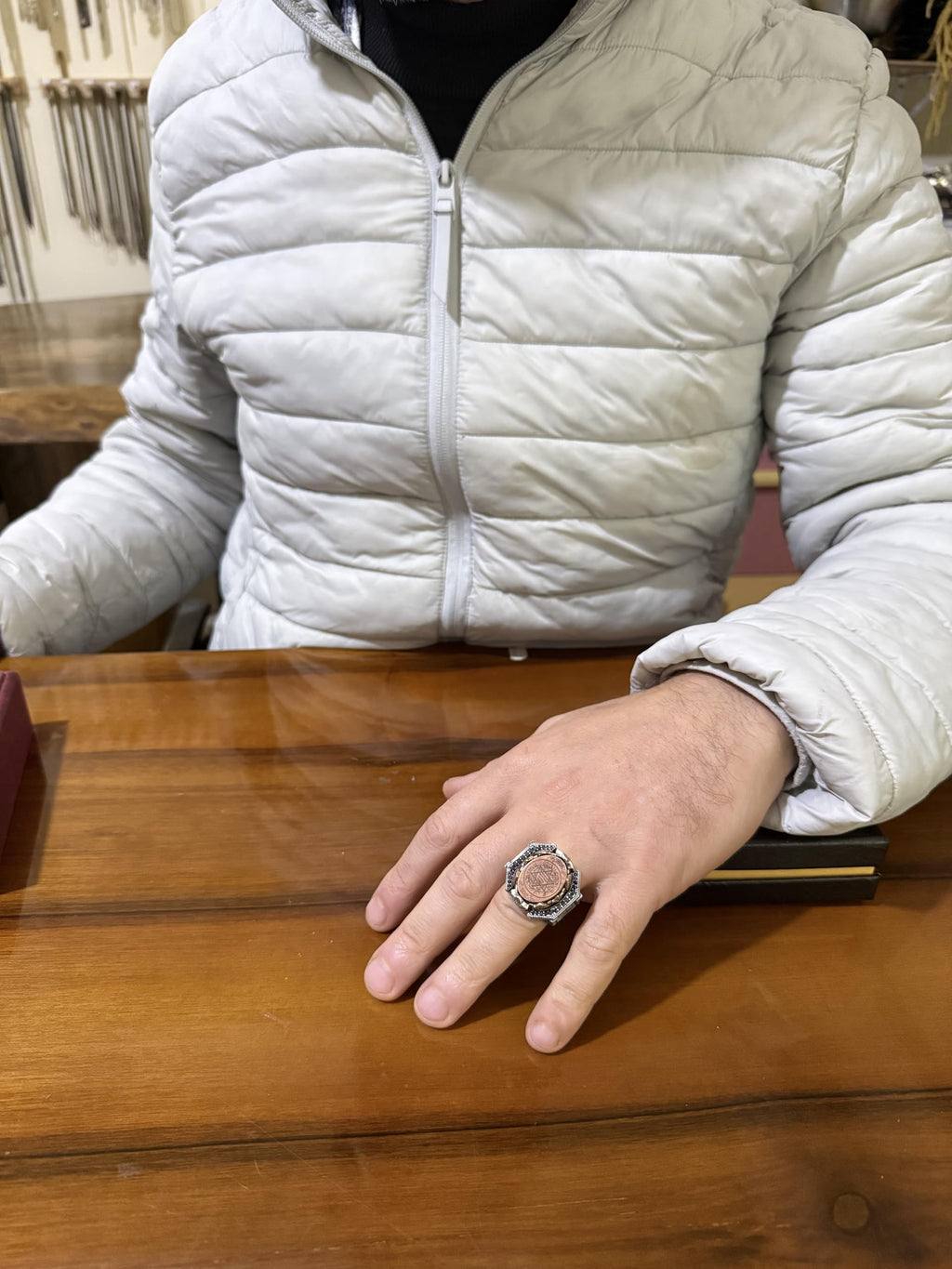 KAMBO Large Men's 925 Sterling Silver Ring Figure – Bronze Detail – Carved Statement Ring (Bronze Star of David) — 3