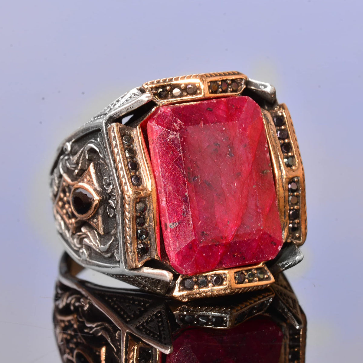 Real Ruby Stone Ring - Silver Birthstone Ring — 4