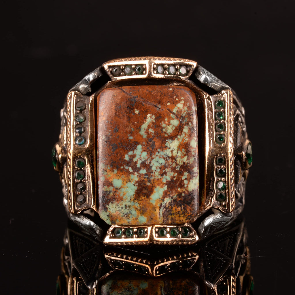 Natural Arizona Turquoise Stone Ring - 925 Sterling Silver (Model-10) — 3