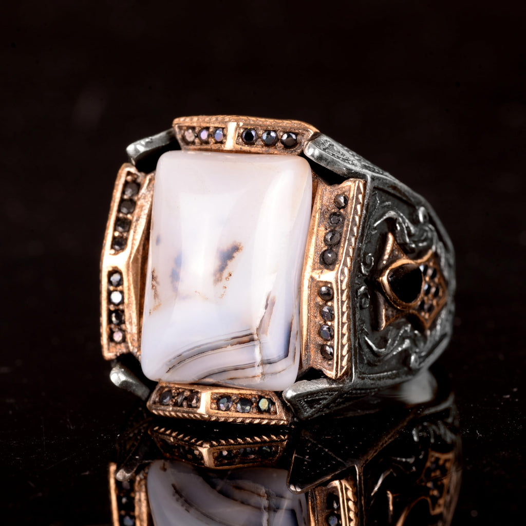 Natural Yemen Agate Stone Ring - 925 Sterling Silver Ring (Model-2) — 5