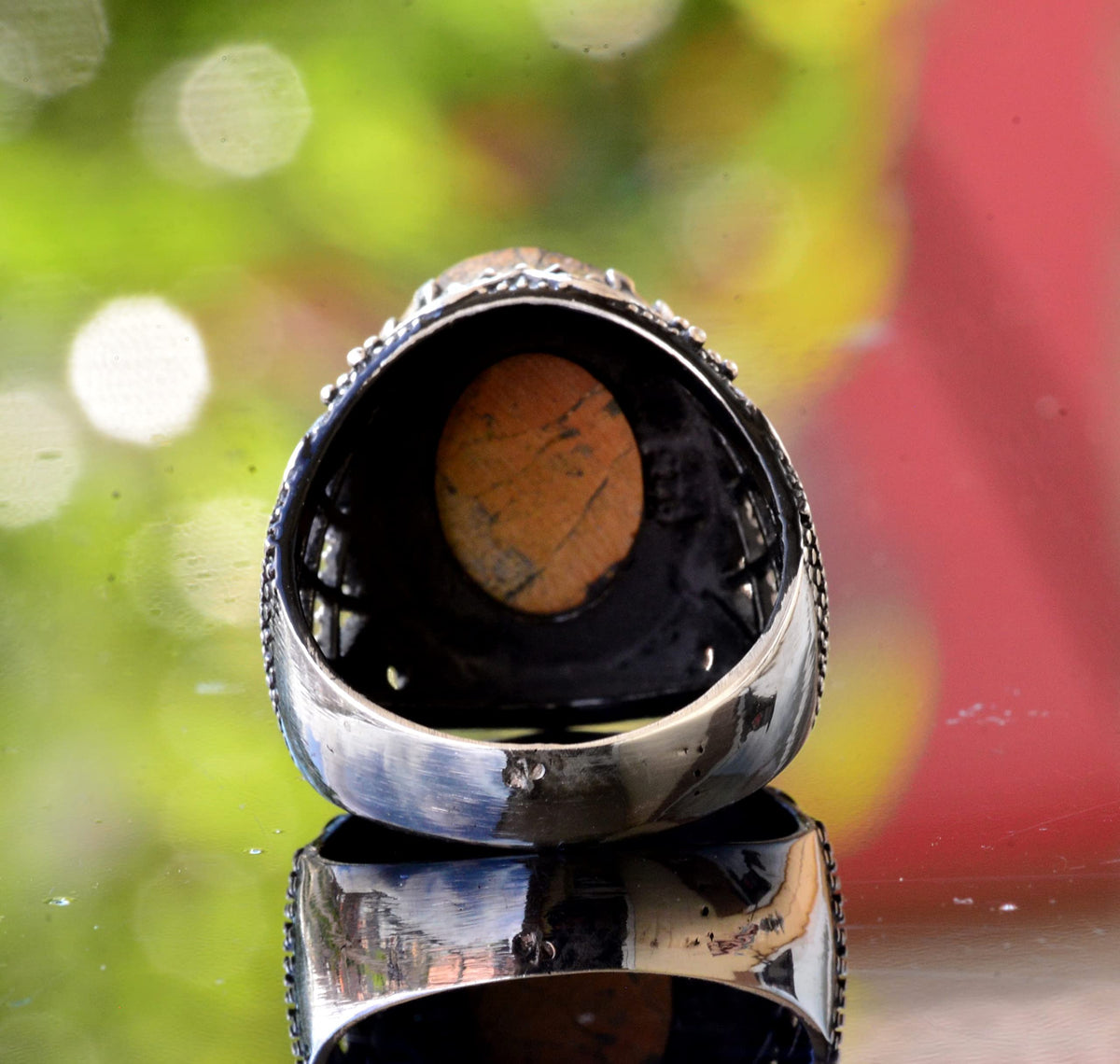 925 Sterling Silver Natural Arizona Turquoise Stone Men's Ring — 5