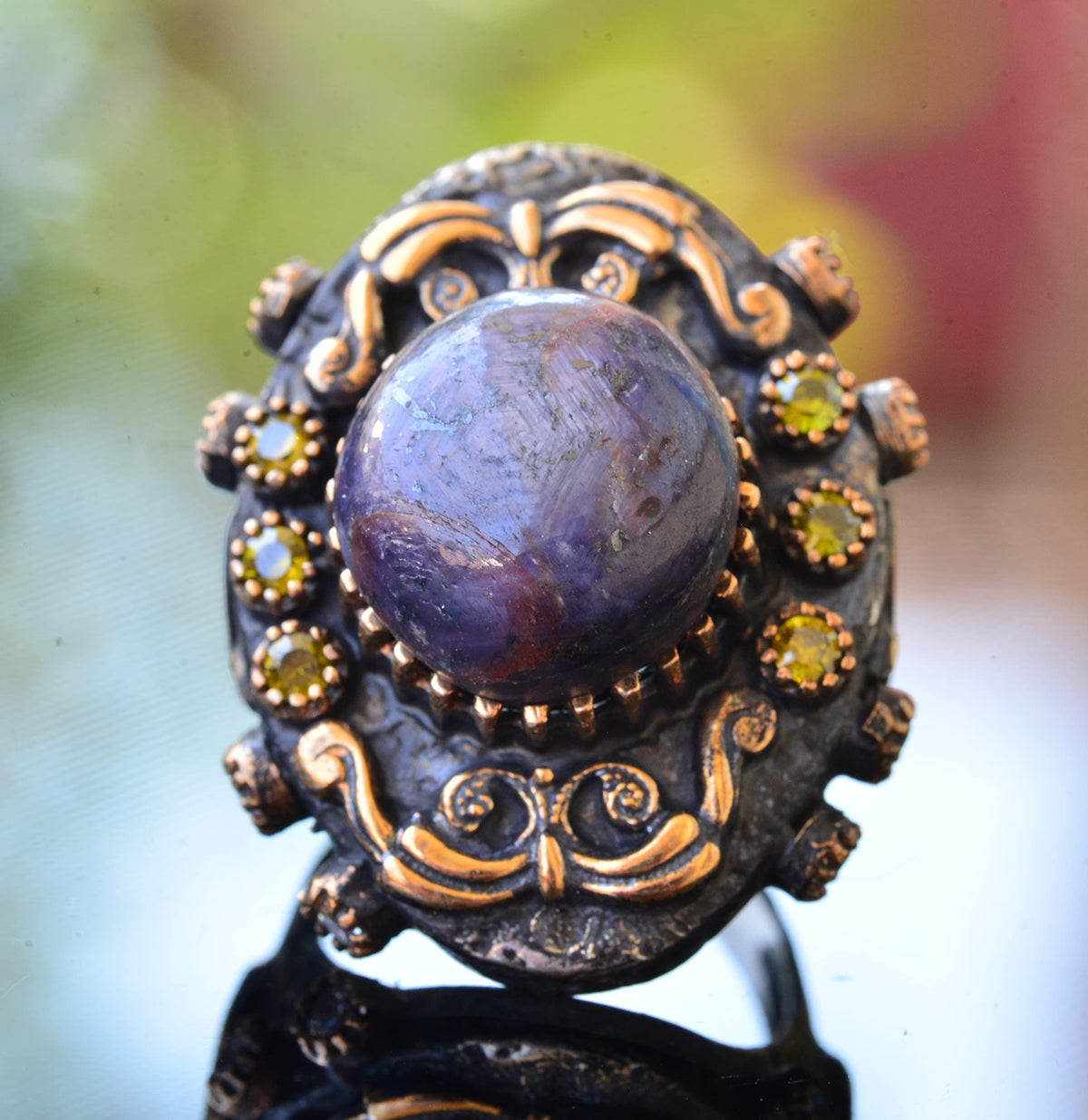 Natural Star Ruby Stone, Antique Ring, 925 Sterling Silver Men's Ring, Silver Men's Accessory, Purple — 5