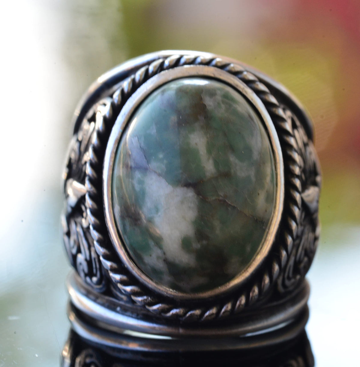 925 Sterling Silver Ring for Elegant Stone Collection - Natural Chrysoprase Stone — 2