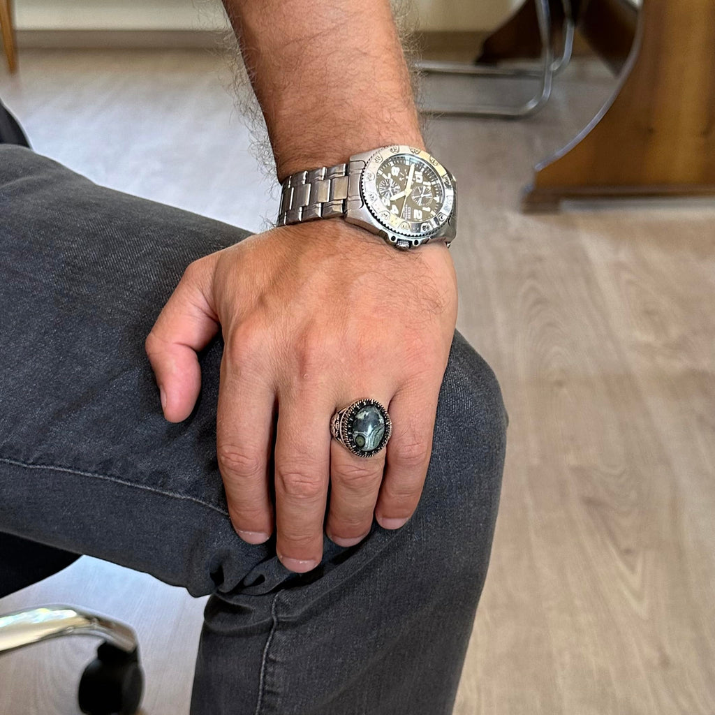 Natural Stone Ring - Handmade Eagle Ring - 925 Sterling Silver — 3