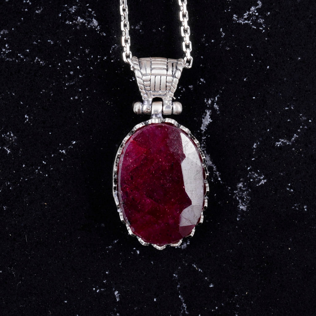 Natural Ruby Necklace - 925 Sterling Silver Necklace — 4