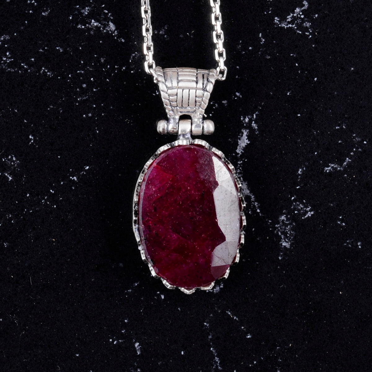 Natural Ruby Necklace - 925 Sterling Silver Necklace — 4