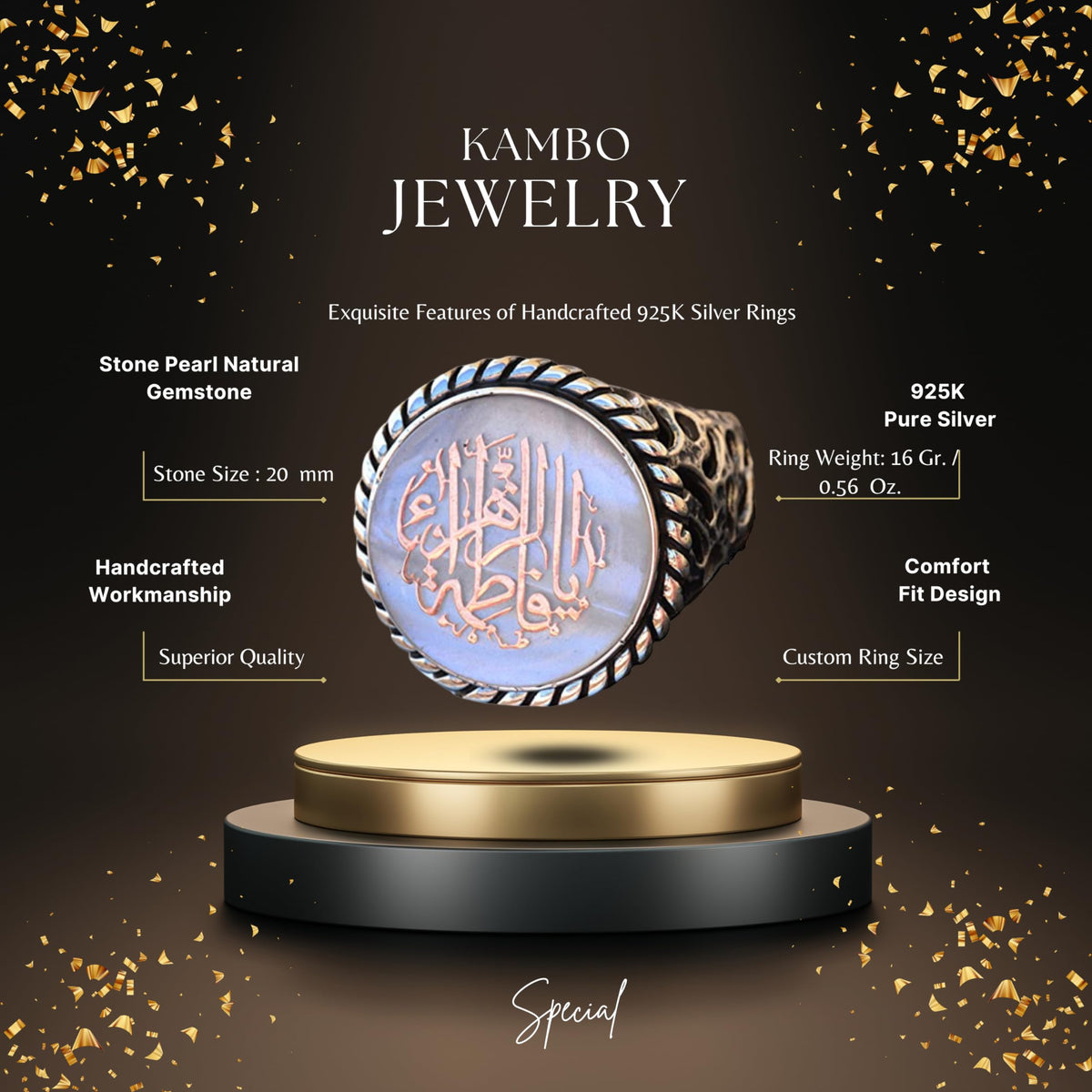 925 Sterling Silver Ring - Men's Islamic Ring - Symbols Ring — 2