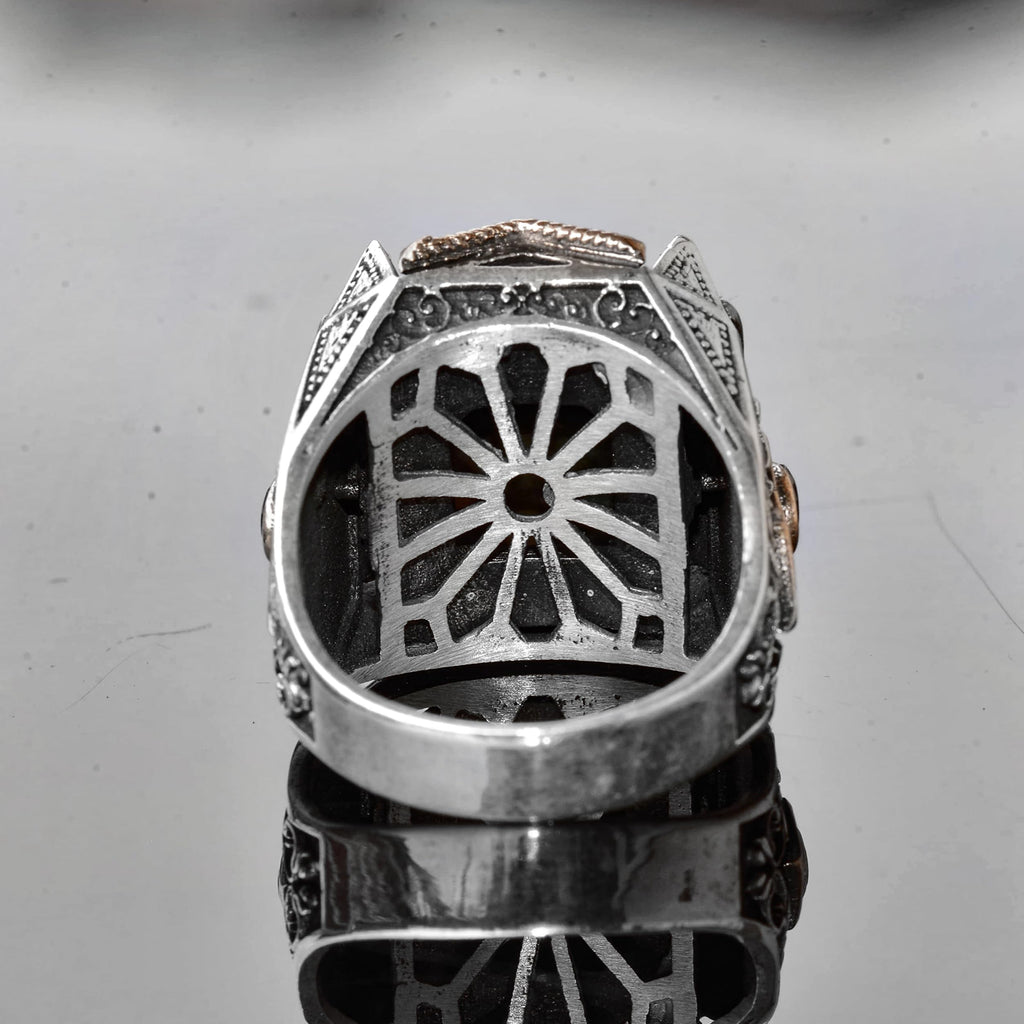 Handcrafted Pietersite Natural Stone Silver Men's Ring - Symbol of Clarity and Transformation — 8