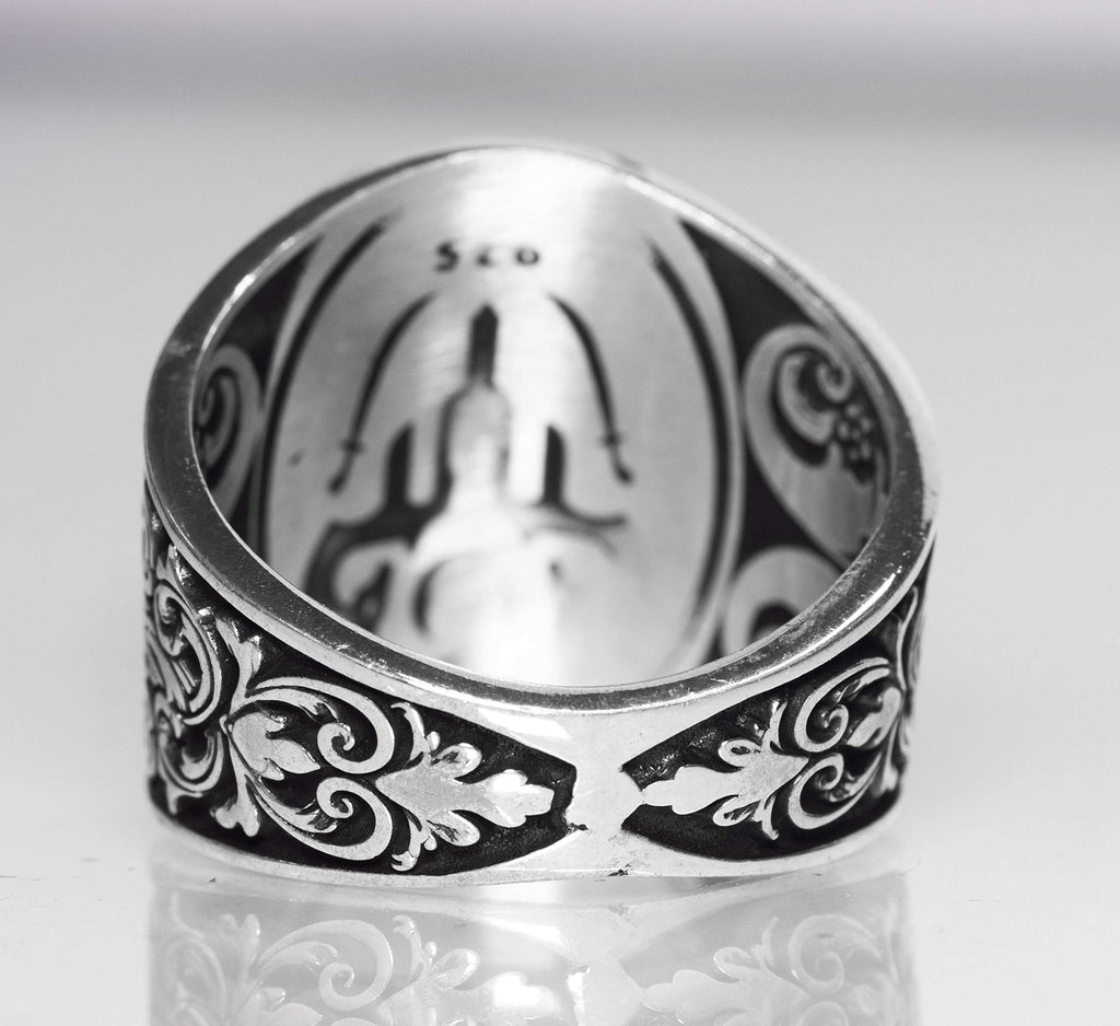 Handmade Silver Men's Ring | Elegant Islamic Calligraphy | Allah Inscribed Design — 6