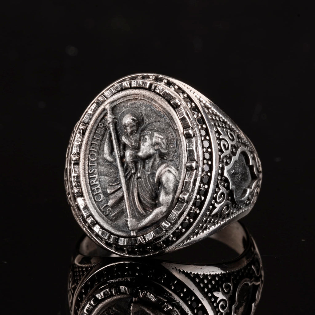 Kambo 925 Sterling Silver Men's Saint Christopher Ring – Showy and Spiritual Design, Ideal for Daily Use and Special Occasions — 4