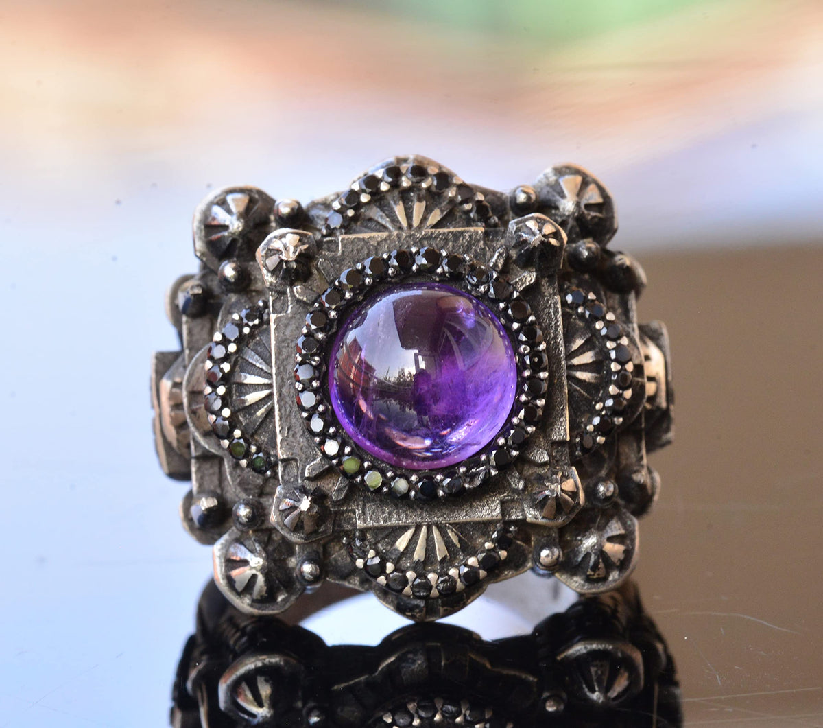 Luxury 925 Sterling Silver Ring - Natural Amethyst Stone — 2