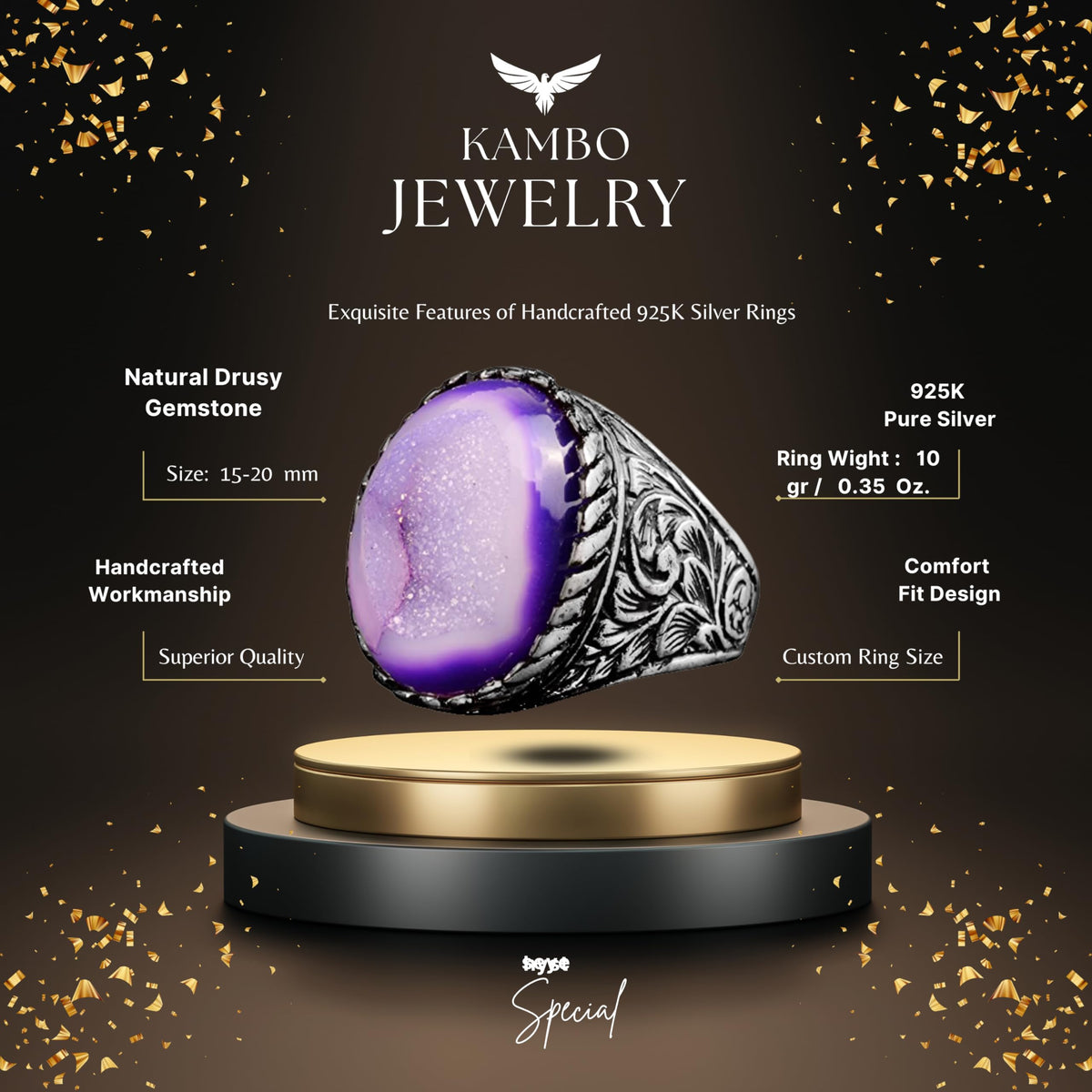 Natural Druzy Crystal Quartz Gemstone Ring — 2