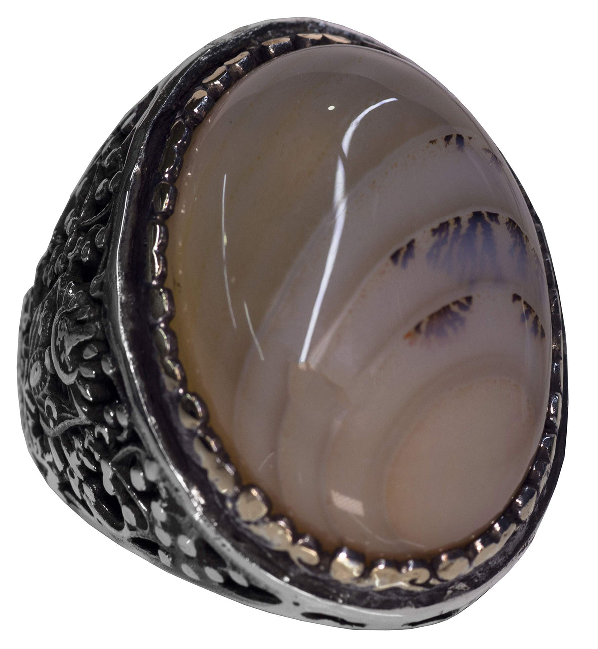 925 Sterling Silver Ring - Yemeni Agate Natural Stone