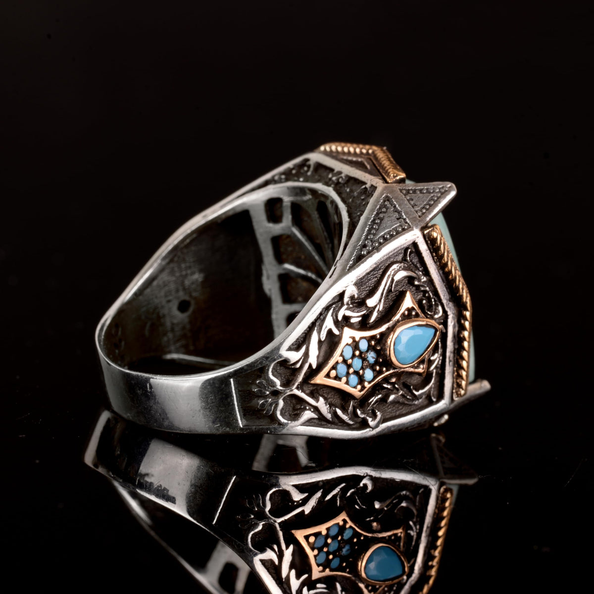 Natural Amazonite Stone Ring, 925 Sterling Silver Ring — 7